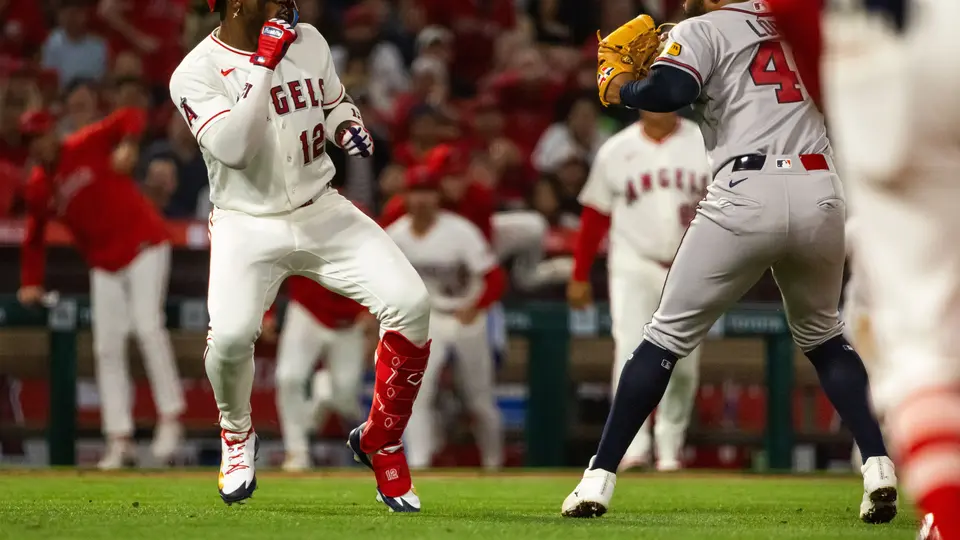Reynaldo López y Jorge Soler protagonizando la pelea entre Braves y Angels l AP