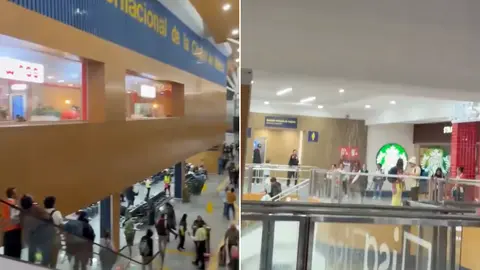 Usuarios captaron en video escurrimientos y encharcamientos dentro del aeropuerto capitalino. / RS