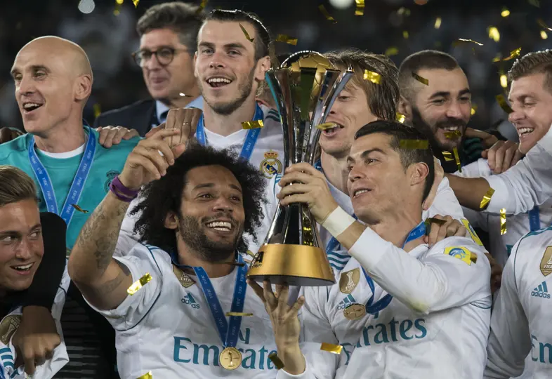 Marcelo y Cristiano Ronaldo en celebración con Real Madrid tras coronarse en el Mundial de Clubes 2017 | MEXSPORT