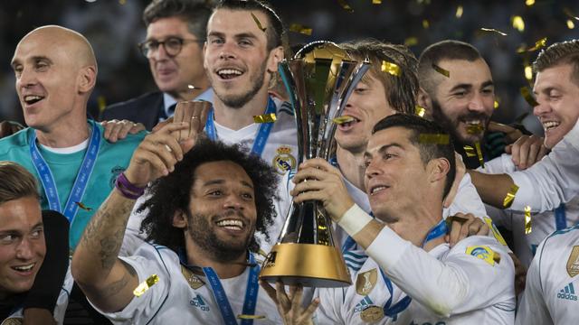 Marcelo y Cristiano Ronaldo en celebración con Real Madrid tras coronarse en el Mundial de Clubes 2017 | MEXSPORT