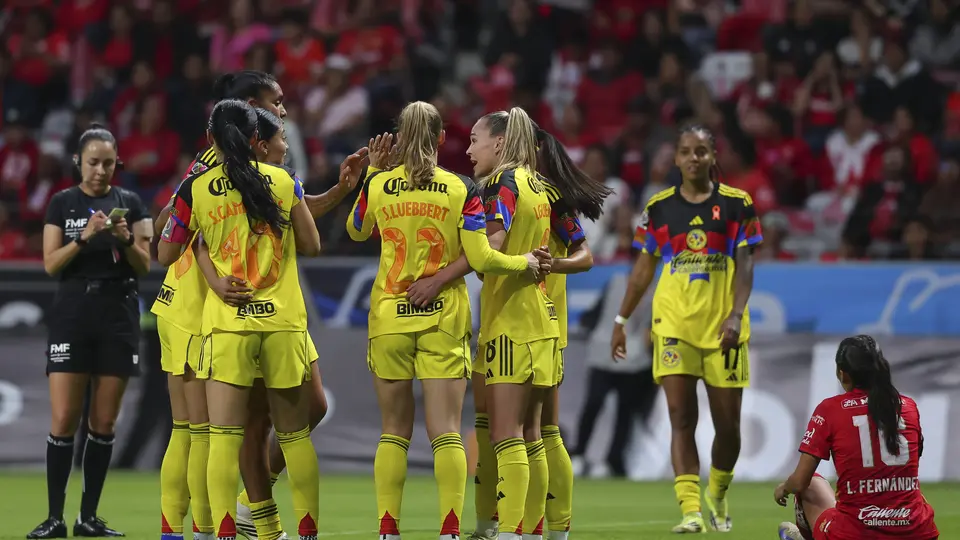 Jugadoras de América en celebración contra Toluca en la Semifinal del Clausura 2026 de la Liga MX Femenil | IMAGO 7