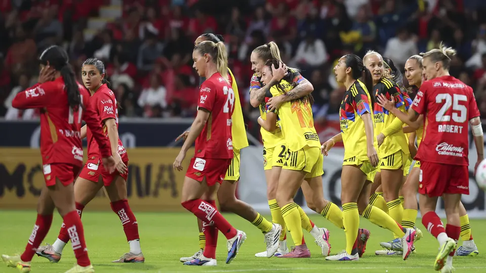 Jugadoras de América en celebración contra Toluca en la Semifinal del Clausura 2026 de la Liga MX Femenil | IMAGO 7
