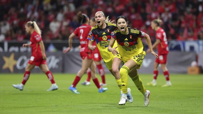 Jugadoras de América en celebración contra Toluca en la Semifinal del Clausura 2026 de la Liga MX Femenil | IMAGO 7