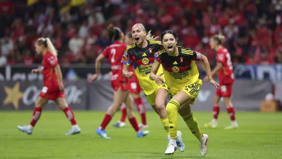 Jugadoras de América en celebración contra Toluca en la Semifinal del Clausura 2026 de la Liga MX Femenil | IMAGO 7
