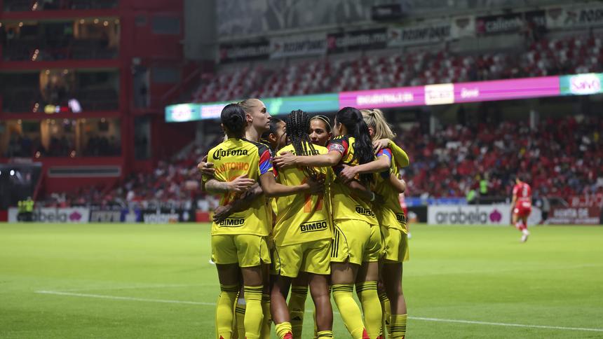 Jugadoras de América en celebración contra Toluca en la Semifinal del Clausura 2026 de la Liga MX Femenil | IMAGO 7