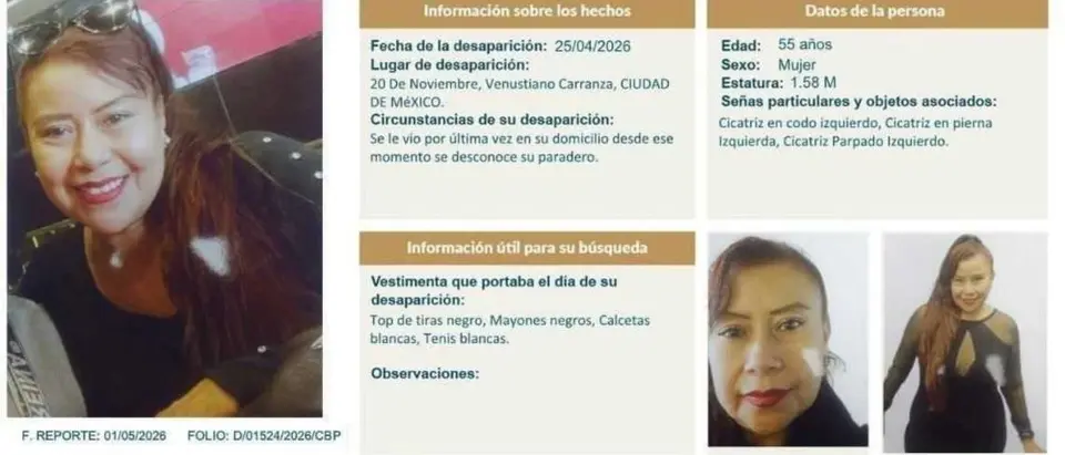 La desaparición de María Teresa Molina Hernández continúa bajo investigación de la FGJCDMX./ Fiscalía CDMX