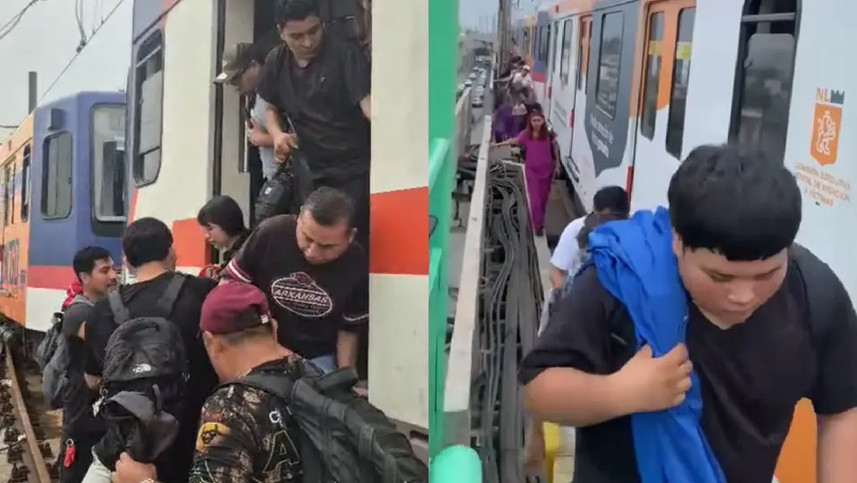 Cientos de pasajeros se quedaron atrapados durante varios minutos y mejor se fueron caminando por las vías / Especial
