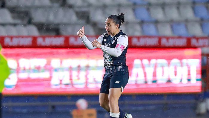 Charlyn Corral en celebración con Pachuca en la Semifinal contra Rayadas | MEXSPORT