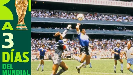 A 3 días: la 'Mano de Dios' de Diego Armando Maradona contra Inglaterra, en Cuartos de Final, en el Estadio Azteca, en México 1986