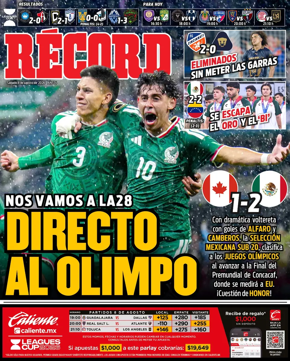 Portada RÉCORD 8 de Agosto de 2026