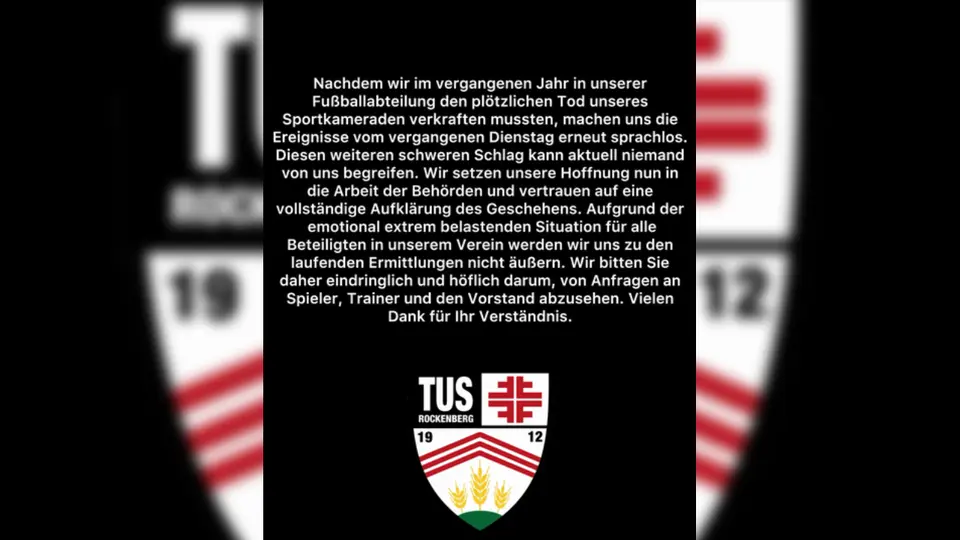 Comunicado TuS Rockenberg | IG: tus_rockenberg_fussball
