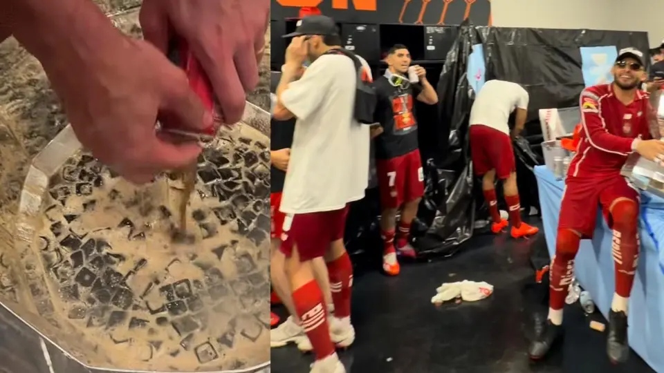 Jugadores de Toluca celebrando con la Copa de Leagues cup 2026 | CAPTURA DE PANTALLA