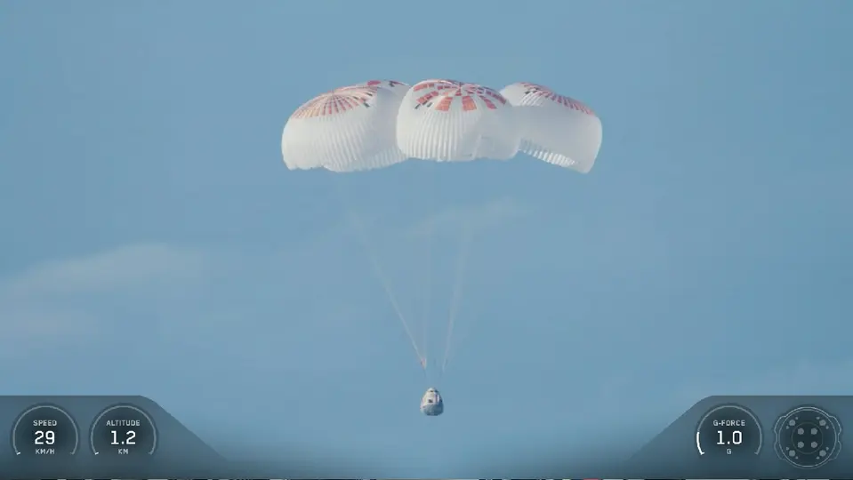 La cápsula Crew Dragon de SpaceX completó su descenso en California / Especial