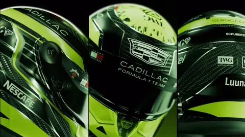 Así es el nuevo casco de Checo Pérez, mismo que usará en su primera temporada con Cadillac | CAPTURA DE PANTALLA