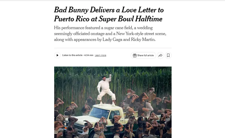 Noticia del New York Times | Captura de pantalla
