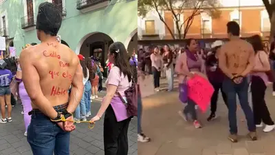 VIDEO: De “aliado feminista” a deudor alimenticio: confrontan a hombre en marcha del 8M