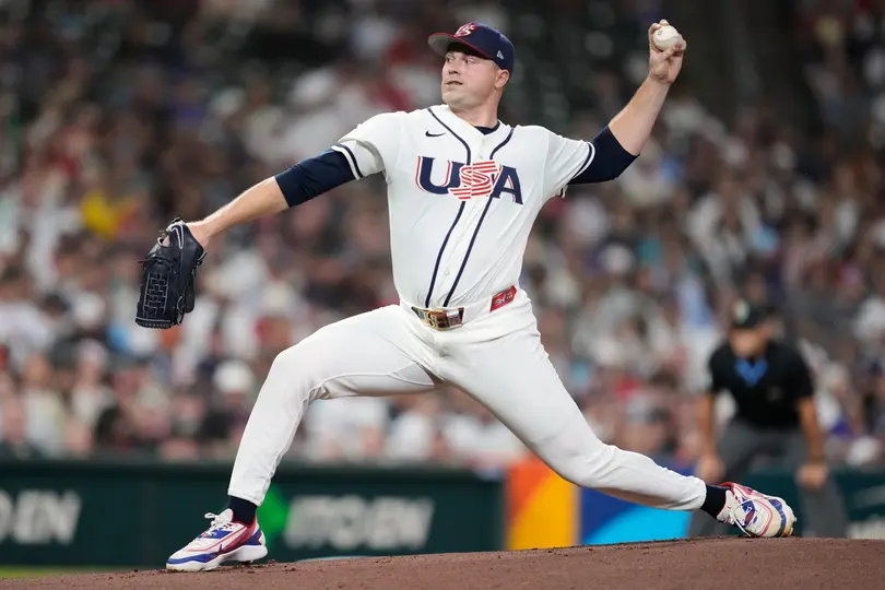 Tarik Skubal, del Team USA, en el partido contra Gran Bretaña, del Clásico Mundial de Beisbol 2026 l AP