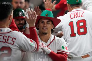 Alek Thomas en celebración durante el Clásico Mundial 2026 | AP