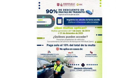 Automovilistas podrán pagar solo el 10% de sus infracciones si cumplen con los requisitos establecidos./ SSC