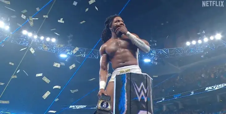 Trick Williams reteniendo su Campeonato de los Estados Unidos ante Sami Zayn