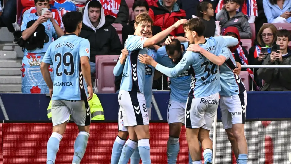 Borja Iglesias, del Celta, en festejo ante Atlético de Madrid | AFP