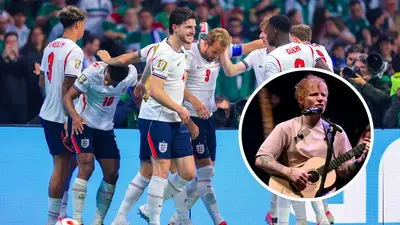 Ed Sheeran visitó a Inglaterra antes de su duelo mundialista contra Noruega