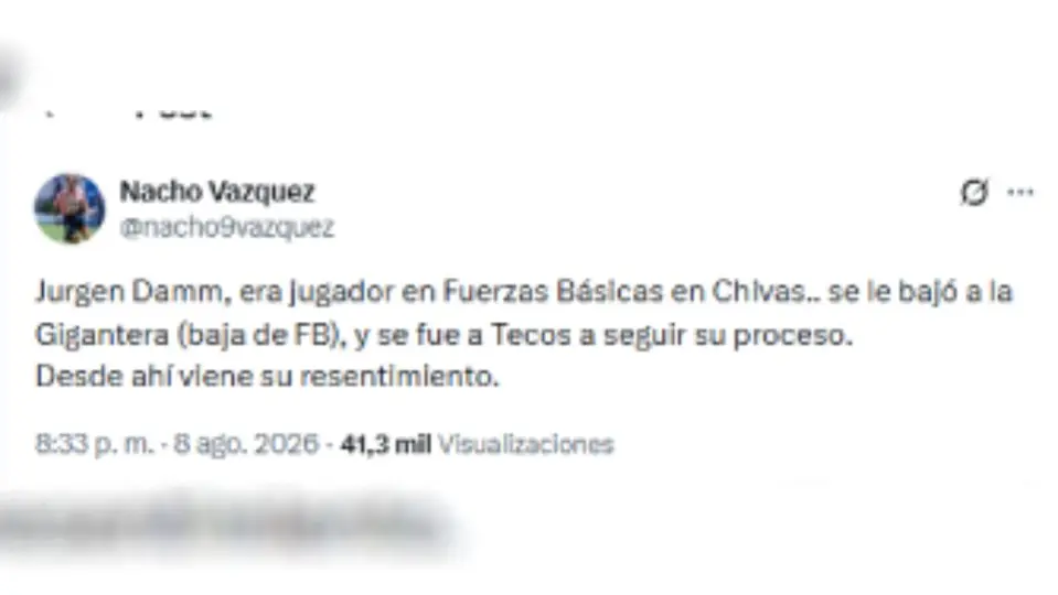 Así fue la crítica a Jürgen Damm | CAPTURA DE PANTALLA