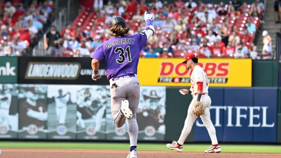 Jake McCarthy con los Rockies | AP