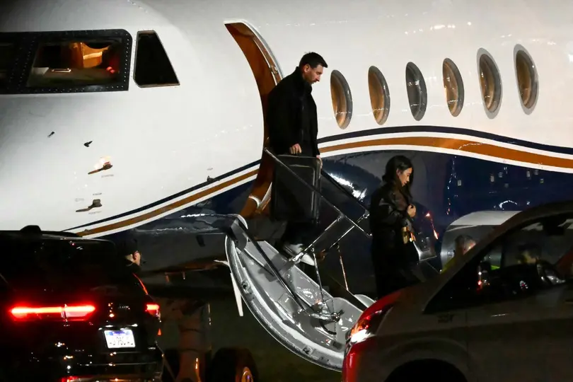 Lionel Messi, en su llegada a Argentina | AFP