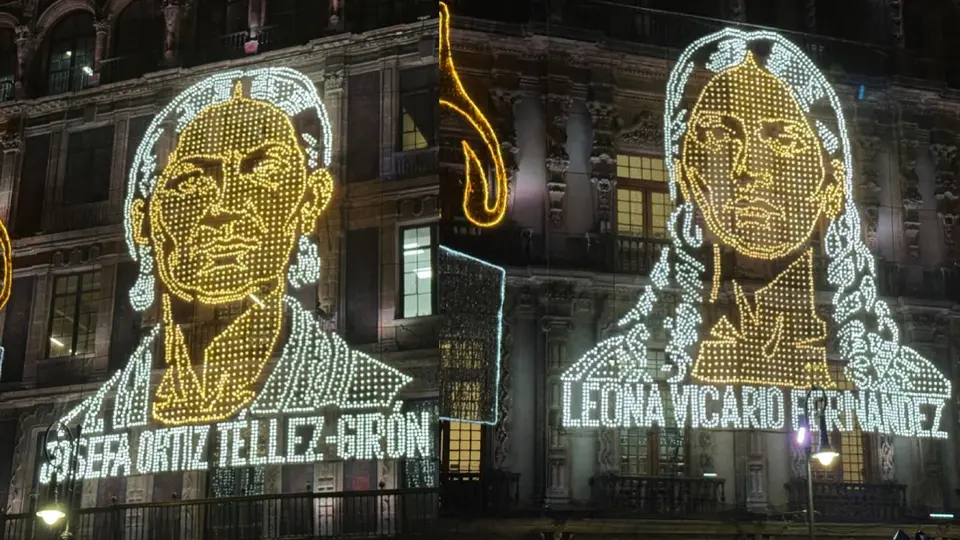 El alumbrado homenajea a mujeres de la Independencia de México./Gina Sánchez
