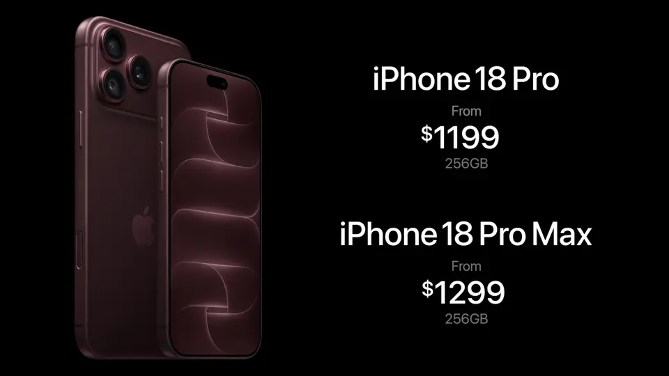 El iPhone 18 Pro tendrá un precio inicial de 1,199 dólares, equivalente a cerca de 20 mil 287 pesos mexicanos según el tipo de cambio tomado como referencia./ Apple Event 2026