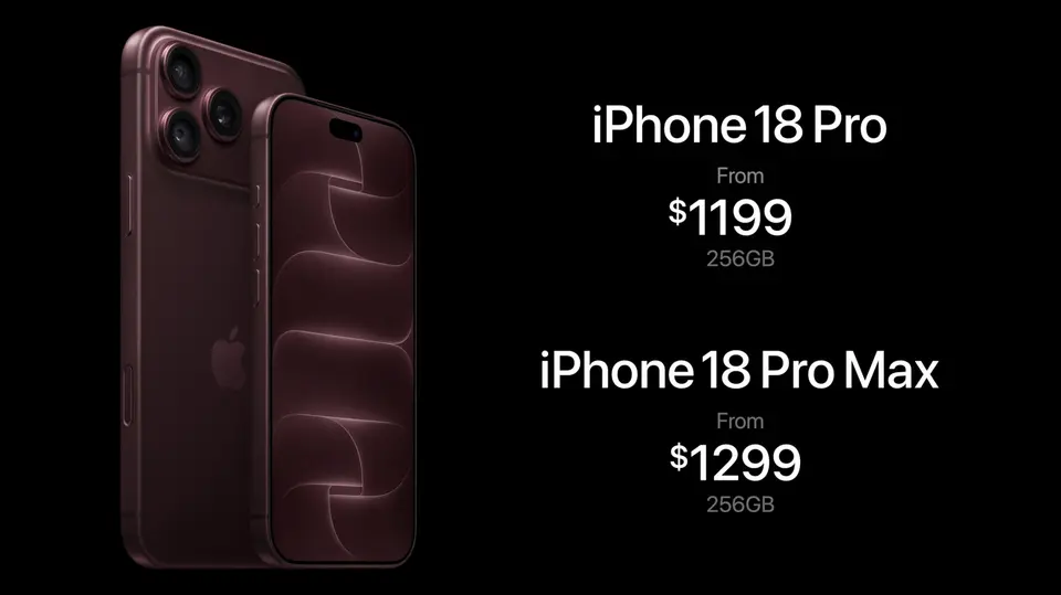 El iPhone 18 Pro tendrá un precio inicial de 1,199 dólares, equivalente a cerca de 20 mil 287 pesos mexicanos según el tipo de cambio tomado como referencia./ Apple Event 2026