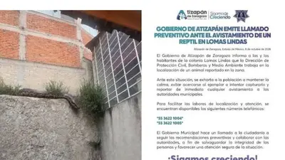 Serpiente suelta en Atizapán: alertan por reptil y piden extremar precauciones