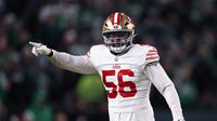 Keion White en celebración en el partido de la Ronda de Comodines de los San Francisco 49ers contra los Philadelphia Eagles | AFP