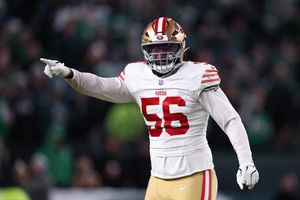 Keion White en celebración en el partido de la Ronda de Comodines de los San Francisco 49ers contra los Philadelphia Eagles | AFP