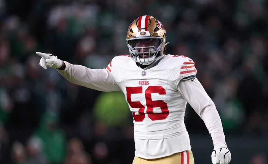 Keion White en celebración en el partido de la Ronda de Comodines de los San Francisco 49ers contra los Philadelphia Eagles | AFP