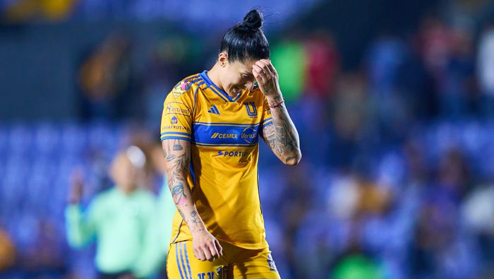 Jennifer Hermoso en lamento en el partido de Tigres contra FC Juárez en la Liga MX Femenil | MEXSPORT