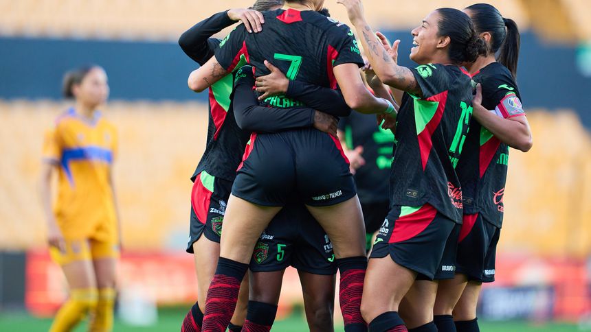 Jugadoras de Bravas festejan en el partido contra Tigres en la Jornada 8 del Clausura 2026 de la Liga MX Femenil | MEXSPORT