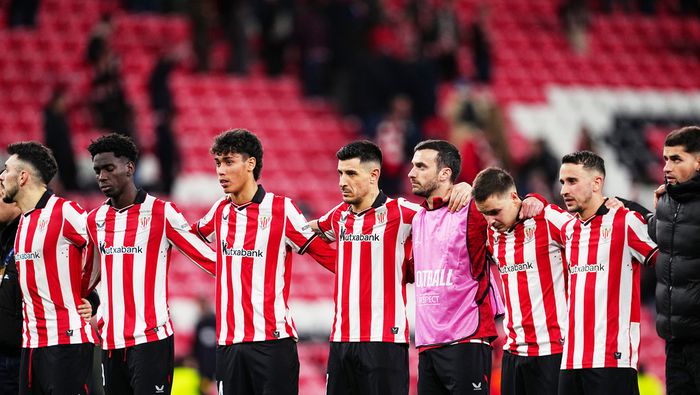 Jugadores de Athletic Club durante el partido de Champions League contra Sporting | AP