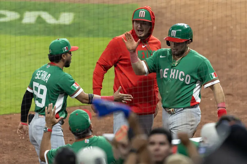 Jared Serna y Jonathan Aranda en el partido contra Estados Unidos en el Clásico Mundial de Béisbol 2026 | MEXSPORT