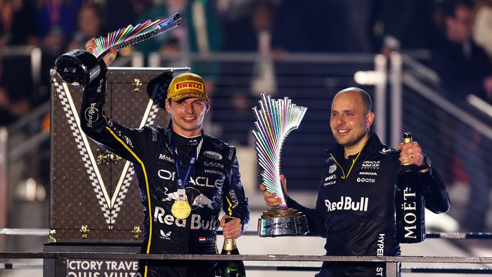 Lambiase y Verstappen en celebración en el Gran Premio de Las Vegas 2025 | RED BULL