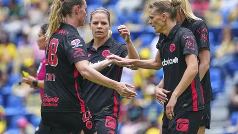 Faustine Robert en celebración con Toluca en el partido ante América en el Clausura 2026 de la Liga MX Femenil | IMAGO 7
