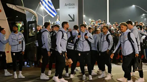 Jugadores de la Selección de Uruguay previo a su viaje a México | AFP