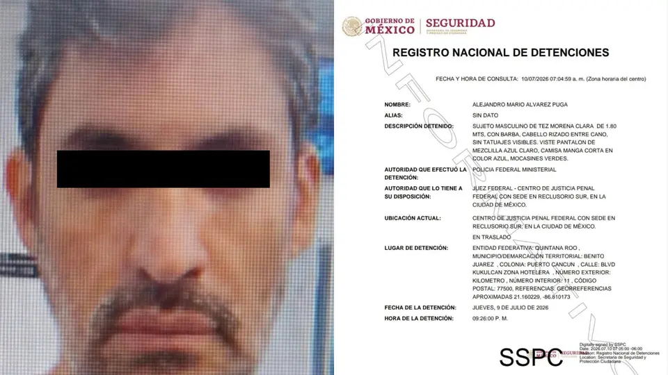 Alejandro Álvarez Puga fue capturado  en Cancún y trasladado a la CDMX / Especial