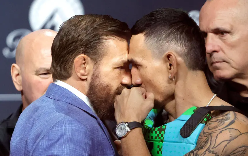 Conor McGregor y Max Holloway cara a cara l AP