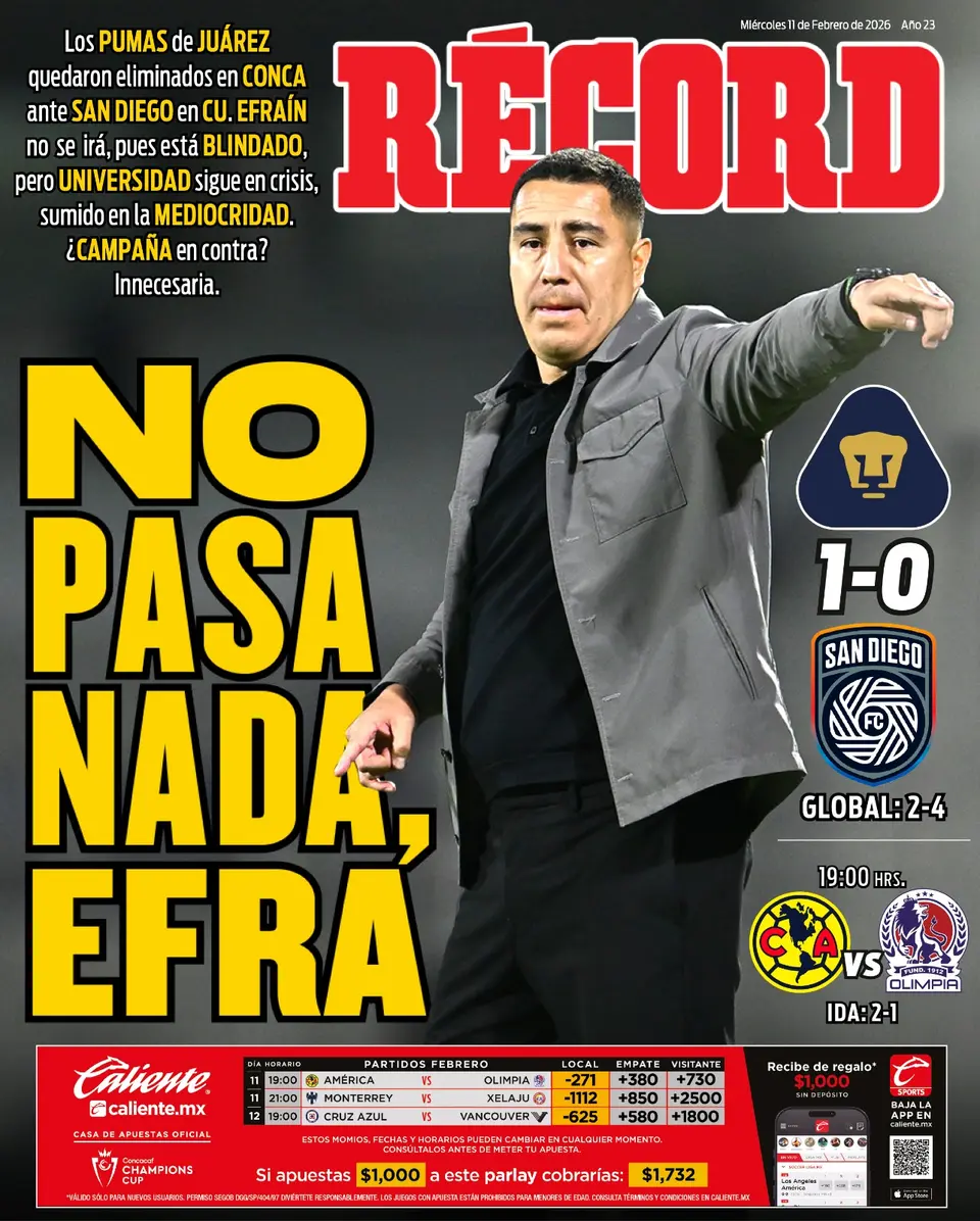 Portada RÉCORD 11 de Febrero de 2026