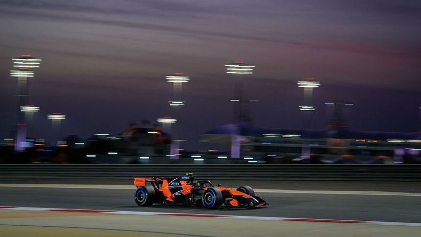 Lando Norris durante las pruebas de pretemporada en el Circuito Internacional de Bahréin | AP