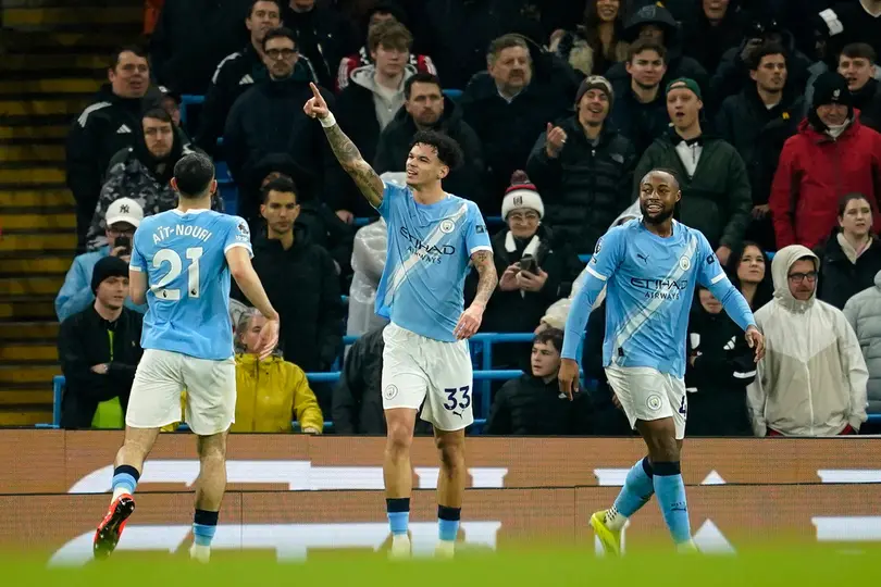 Nico O'Reilly en festejo por su gol contra los Cottagers | AP