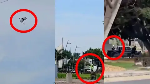El paracaidista se lanzó desde un edificio de alrededor de 200 metros de altura/X: @RaulGtzNR