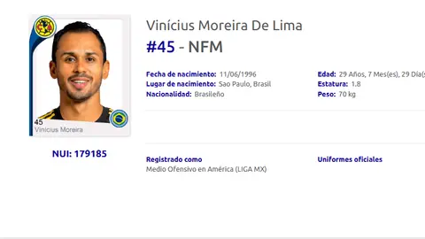 Vinícius registrado con América, ¿podrá jugar el Clásico Nacional?